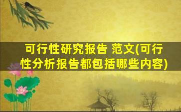 可行性研究报告 范文(可行性分析报告都包括哪些内容)